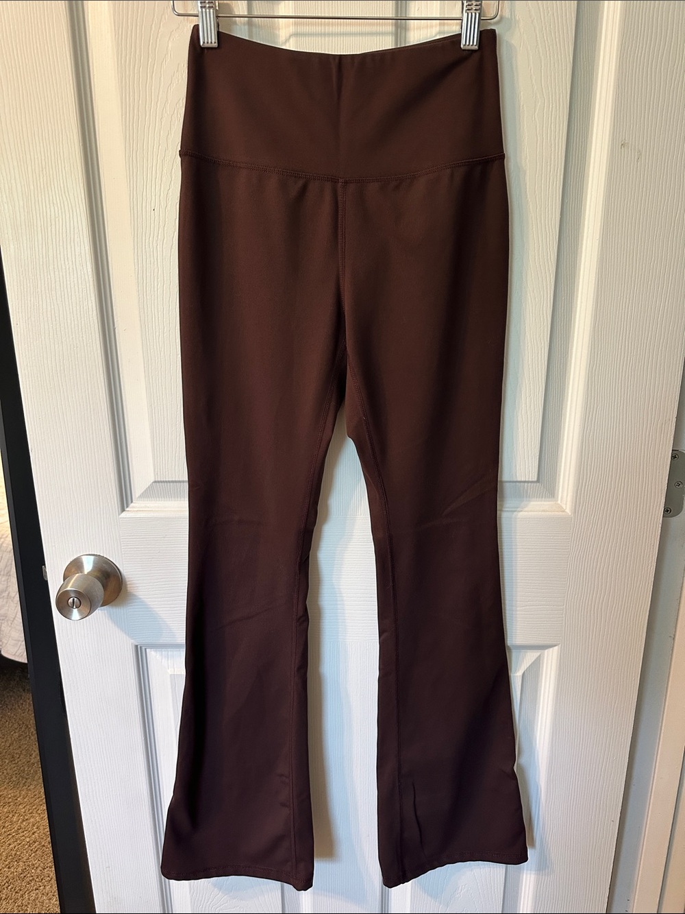 Brown High-Waist Mini Flare Leg Yoga Pants